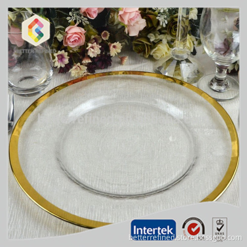 Rond Glass Gold Rim Charger Plates Wholesale
